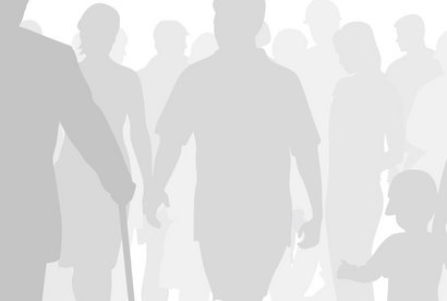 grauer Banner mit verschiedenen Personen