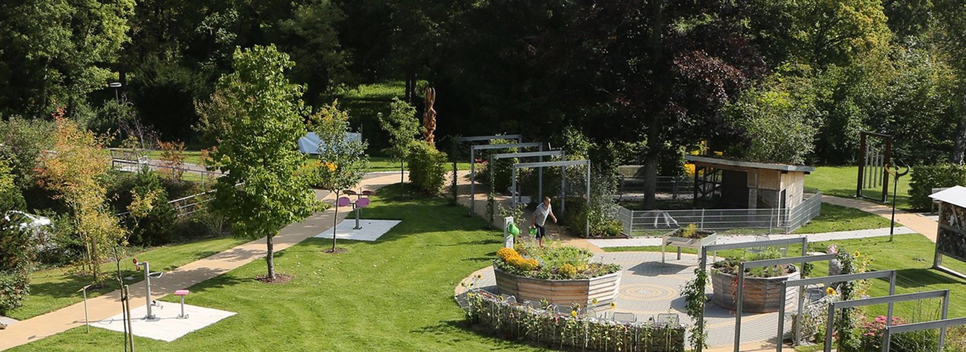 Blick auf den Garten des AWO-Seniorenzentrums Am Stadtpark